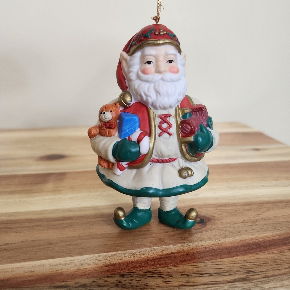 Santa Elf with Toys Christmas Bell Ornament 5"